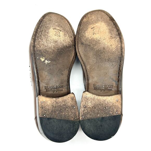 Brass Boots Walking Glove Brown Tassel Shoes Sz 9.5 W Sheepskin Lining 93392 - Picture 16 of 16